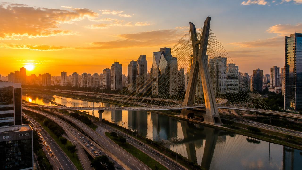 Ponte Estaiada e skyline de São Paulo